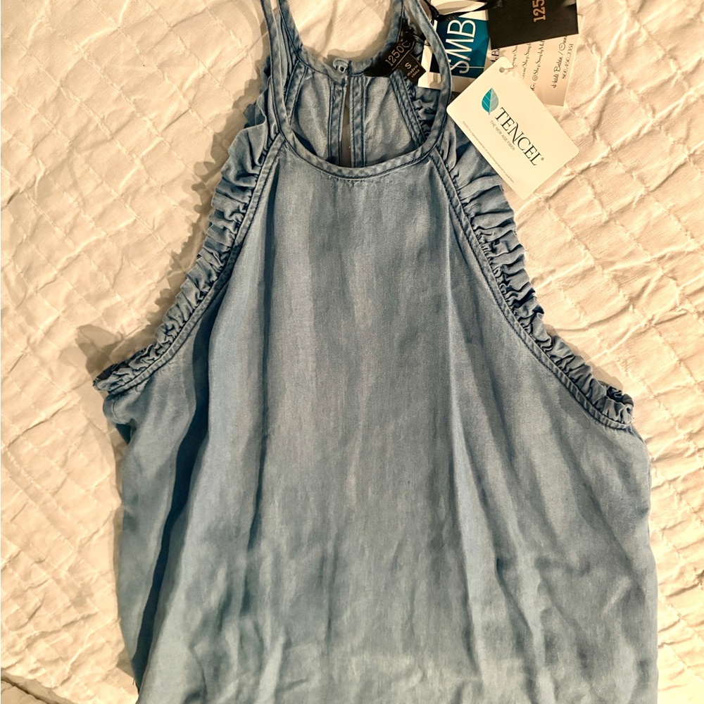 1250C Light Blue Ruffle Tank Top Small